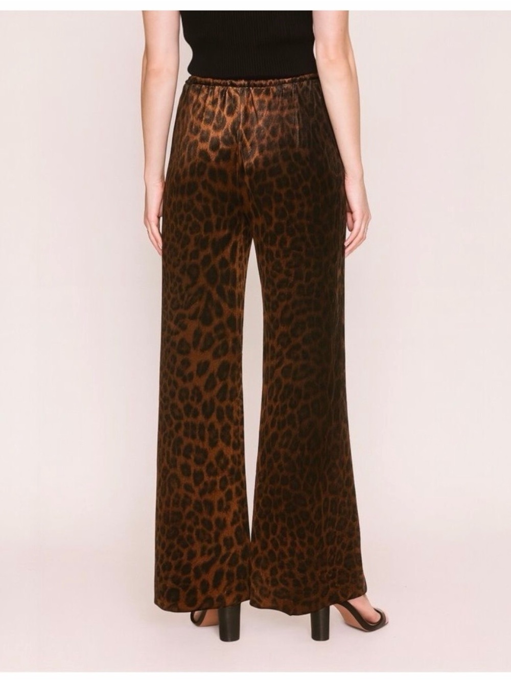 CAbi Brown Leopard Wide-Leg Party velvet Pants
